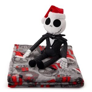 🆕 Nightmare Before Christmas Jack Skellington Plush Doll & Throw Holiday Santa